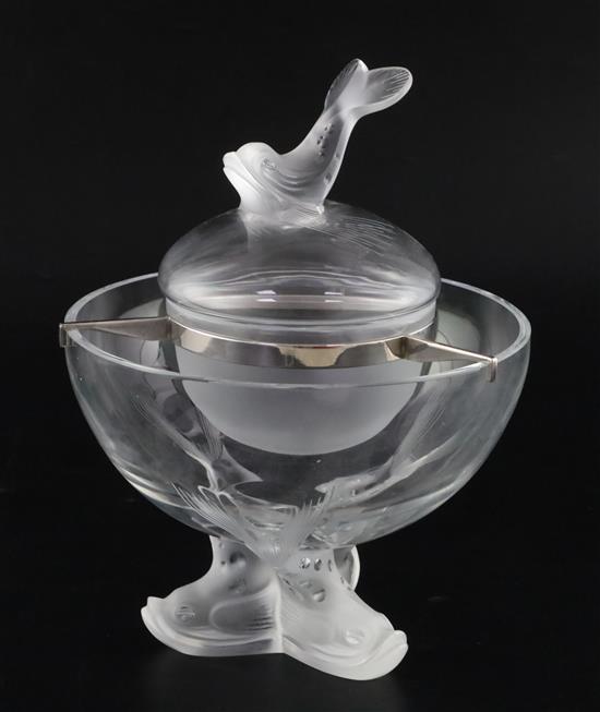 A Lalique crystal Igor caviar bowl and stand, designed post-war, H. 25cm